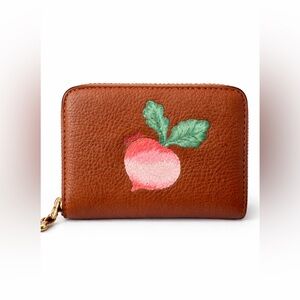 🍑 Coach Embroidered Peach Leather Wristlet Wallet 🍑